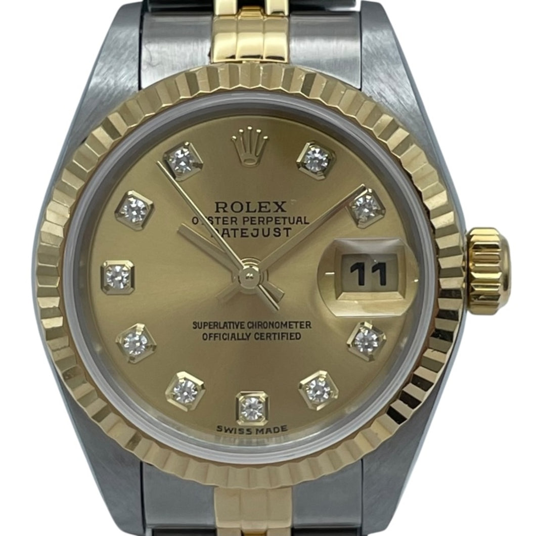 ROLEX Datejust Ladies 79173G Champagne Dial Diamond Ladies Watch