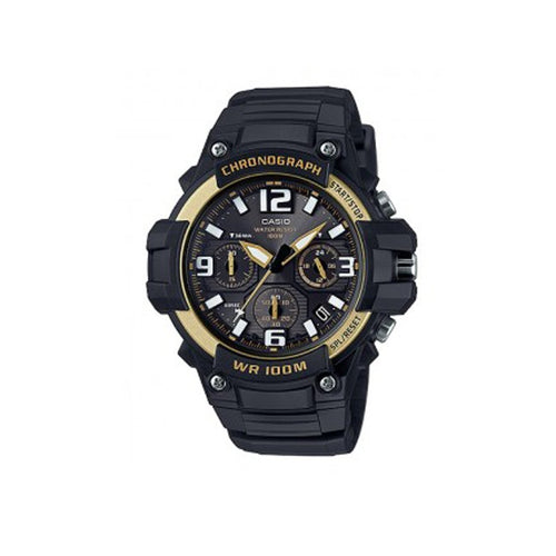 CASIO Gents Sports Dup W/Time S/Watch Blk/Gold MCW100H-9A2V