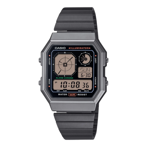 CASIO Digital Stylish Octagon Black Face SS A130WEGG-1A