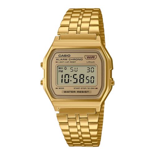CASIO Digital Vintage LED Alarm WR Gold Plated Stainles Steel A158WETG-9A
