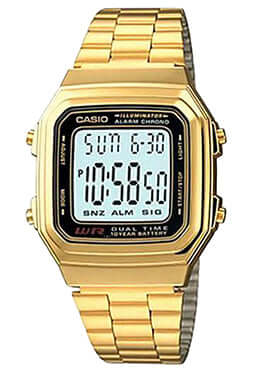 CASIO Digital Gold 10YR Battery Life Stopwatch Alarm A178WGA-1