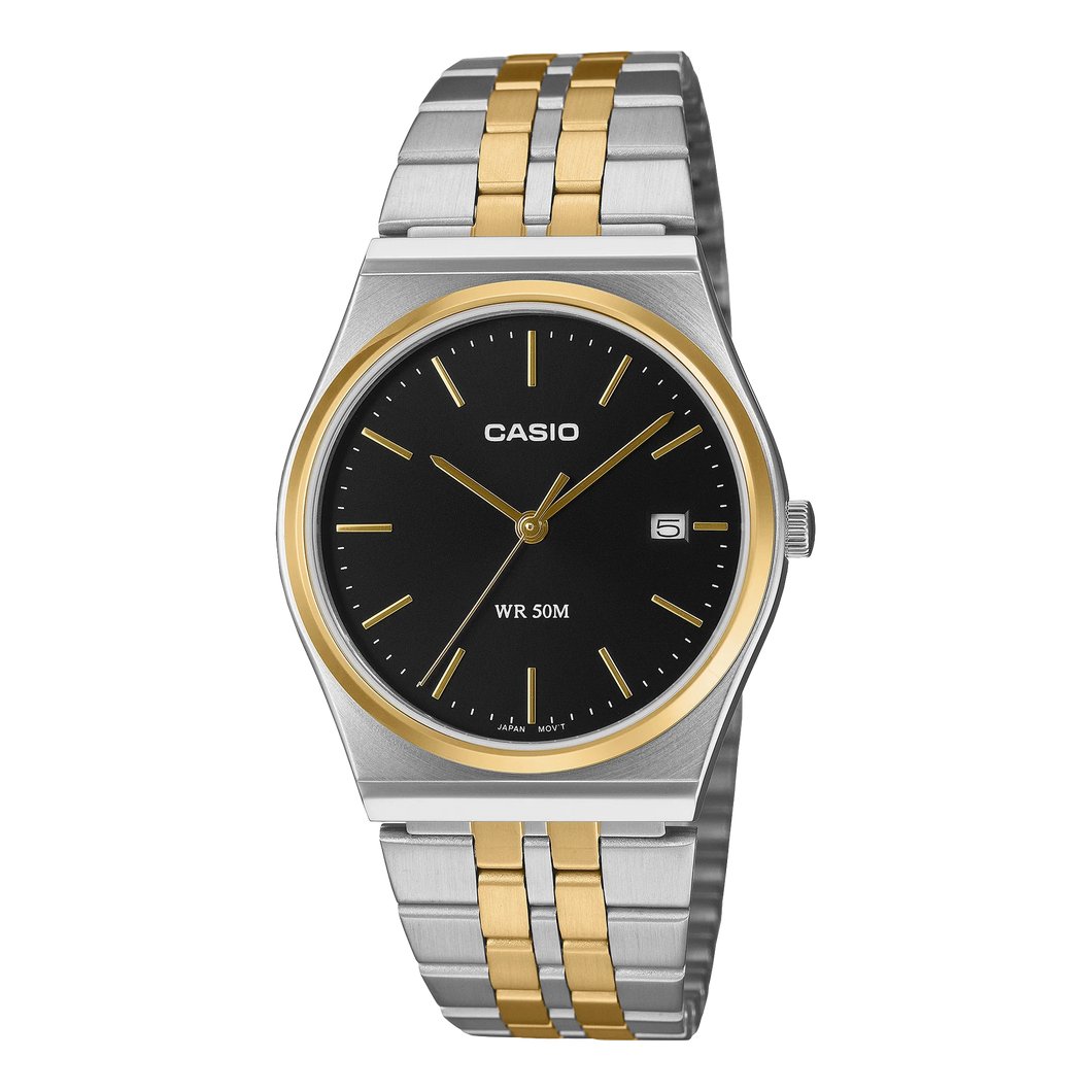 CASIO Analog Black Face Silver & Gold MTPB145SG-1A