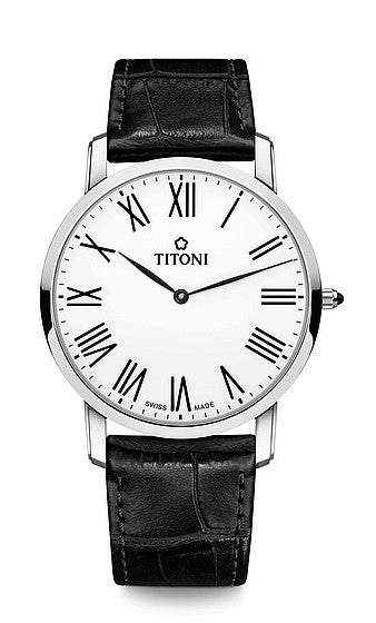 TITONI Slenderline Classic Quartz Men's Leather Watch