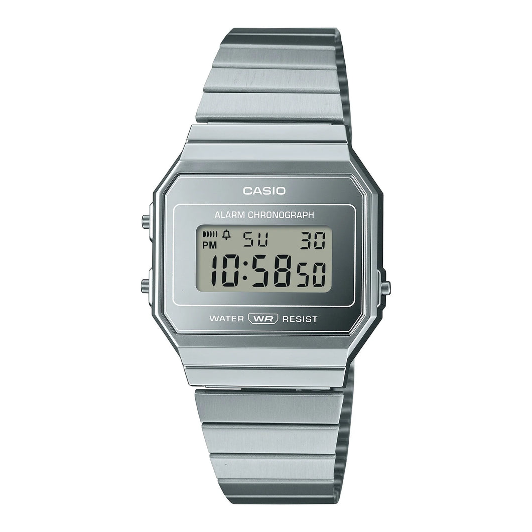 CASIO Digital Vintage Chrome Plated Watch W/R Alarm A700WEV-7A