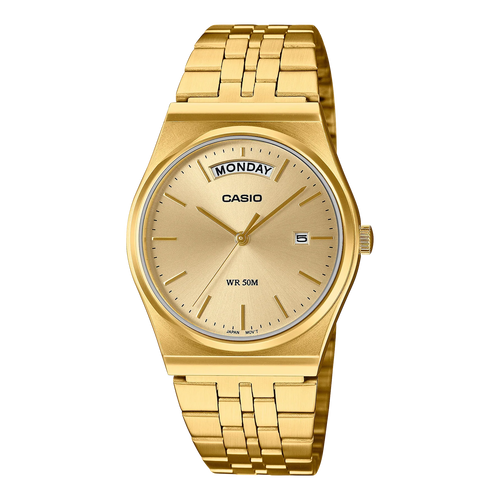 CASIO Analogue Day Date Retro Gold Face MTPB146G-9A