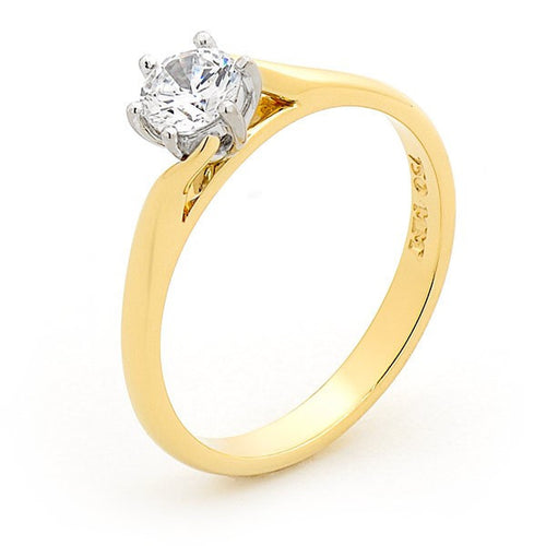 18CT Yellow Gold Diamond 6 Claw Solitaire Engagement Ring