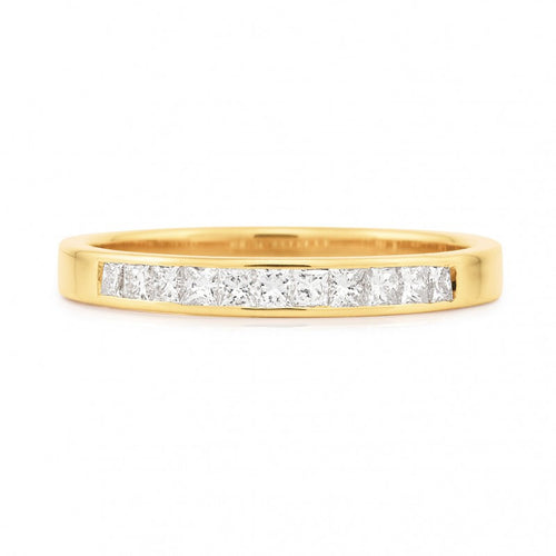 18CT Yellow Gold Diamond Channel Set Straight Wedding Ring