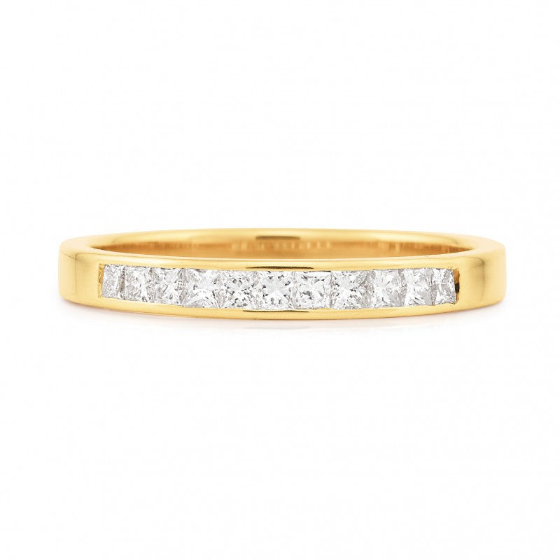 18CT Yellow Gold Diamond Channel Set Straight Wedding Ring
