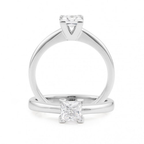 18CT White Gold Diamond Corner Set Solitaire Engagement Ring