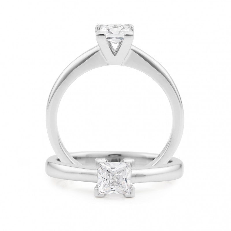 18CT White Gold Diamond Corner Set Solitaire Engagement Ring