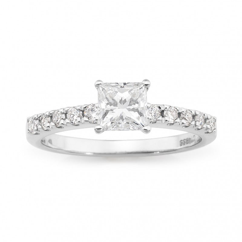 18CT White Gold Princess Diamond Engagement Ring