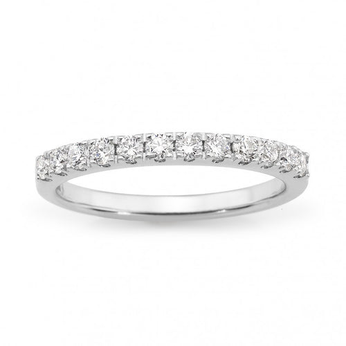 18CT White Gold Diamond Claw Set Straight Wedding Ring