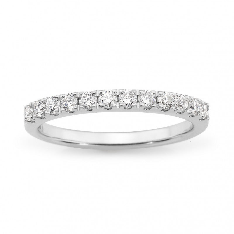 18CT White Gold Diamond Claw Set Straight Wedding Ring