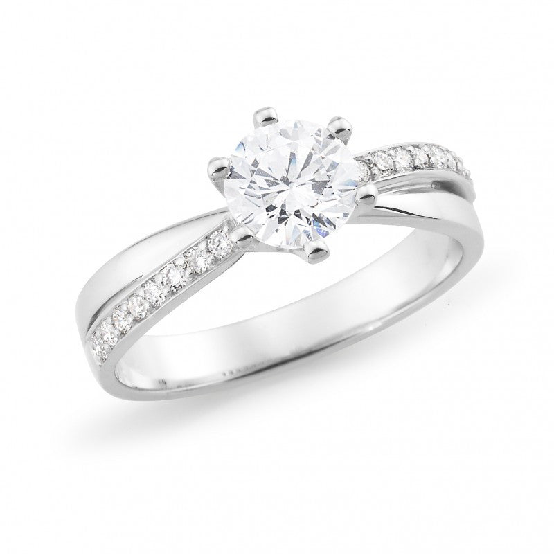 18CT White Gold Diamond Set Shoulder Stone Engagement Ring
