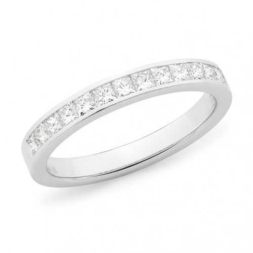 18CT White Gold Diamond Channel Set Straight Wedding Ring
