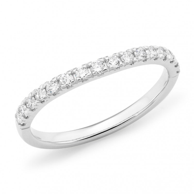 18CT White Gold Diamond Claw Set Fitted Wedding Ring