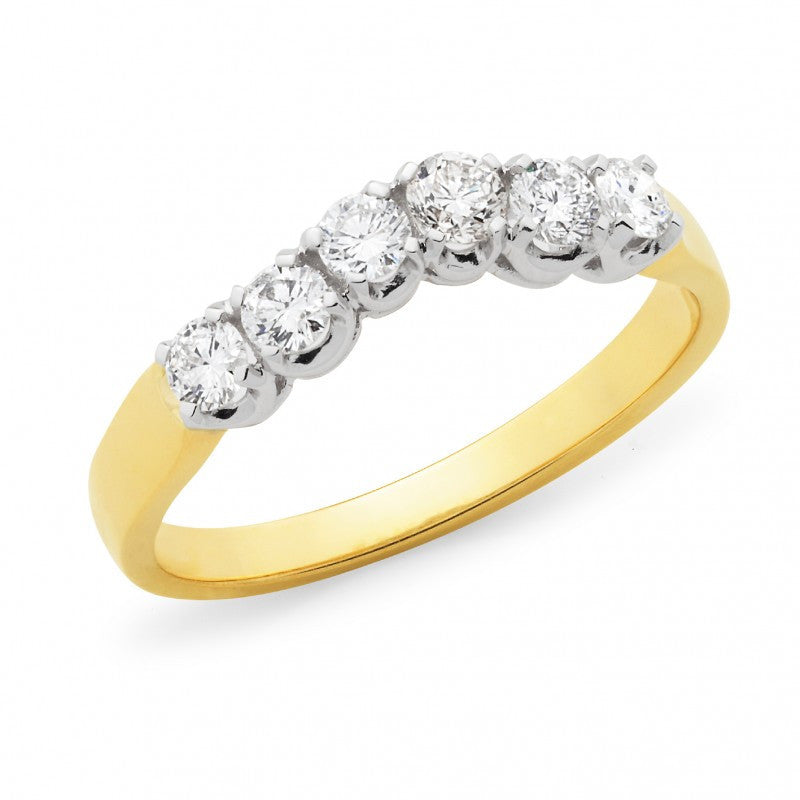 18CT Two Tone Diamond Claw Set Fitted Wedding Ring