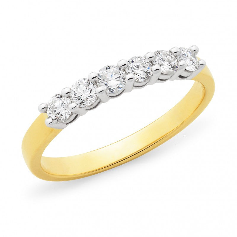 18CT Two Tone Diamond Claw Set Straight Wedding Ring