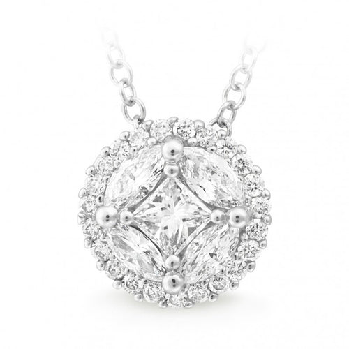 18CT White Gold Diamond Claw Bead Set Diamond Pendant